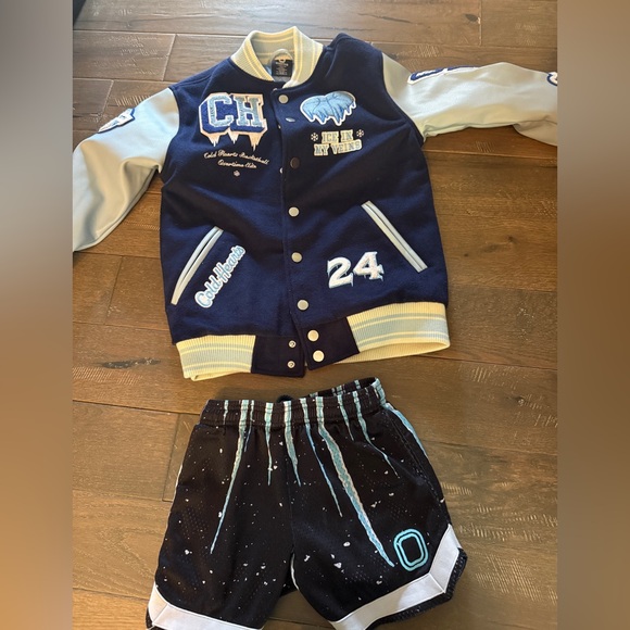 Overtime kids’ varsity jacket & shorts - like new